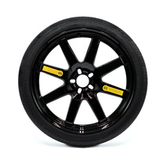 The 18-inch alloy compact spare tire, 145/85R18 EZ Spare Wheel, is specifically designed for temporary use and is essential for vehicles that do not come equipped with a spare tire.

