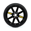 The 18-inch alloy compact spare tire, 145/85R18 EZ Spare Wheel, is specifically designed for temporary use and is essential for vehicles that do not come equipped with a spare tire.

