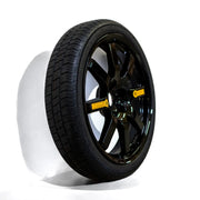 Side-angle view of the EZ Spare Wheel 195/55R20 in black alloy, highlighting its sturdy build and lug pattern.