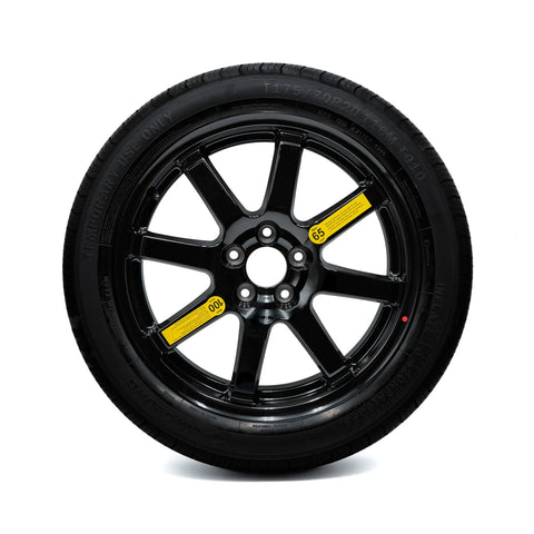 20-inch EZ Spare Wheel with a 175/70R20 spare tire, gloss black alloy finish, compatible with most vehicles, designed for temporary emergency use.