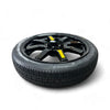 A top view of the EZ Spare wheel with a black wheel as an option color