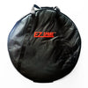 Durable black carrying bag designed for 17-inch spare wheels and tires, ensuring convenient storage and protection.