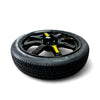 A top-down view of the EZ Spare Wheel compact spare wheel and tire with an 18" alloy wheel.