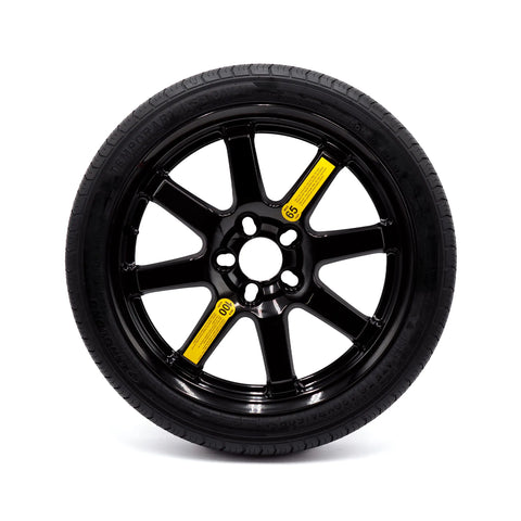EZ Spare Tire T145/80D17 compact spare with black alloy wheel and temporary use warning label